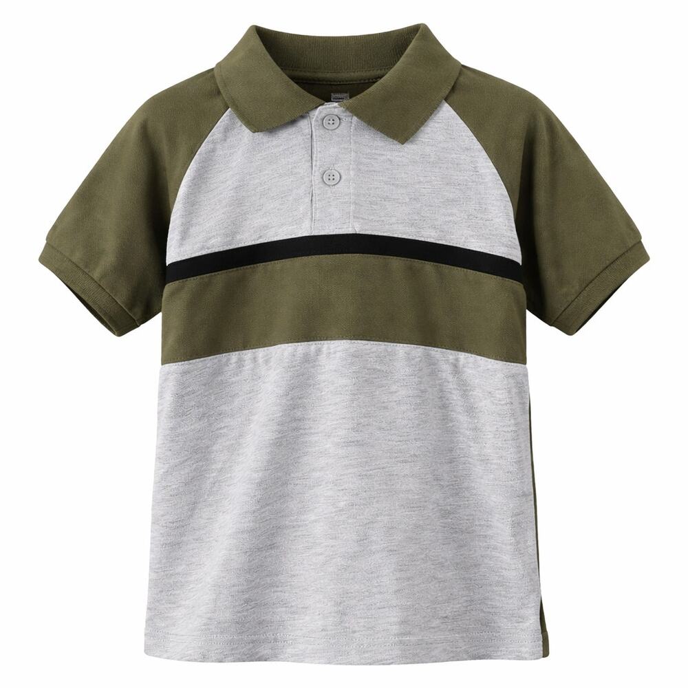 Beverly Hills Polo Club Boys Size 7 Olive Green Colorblock  Short Sleeve